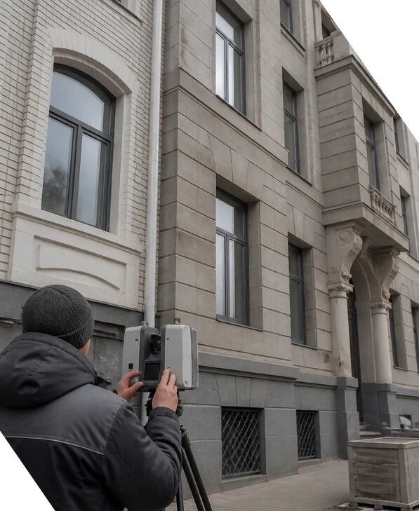 Лазерное сканирование фасадов зданий для обследования в Балахне